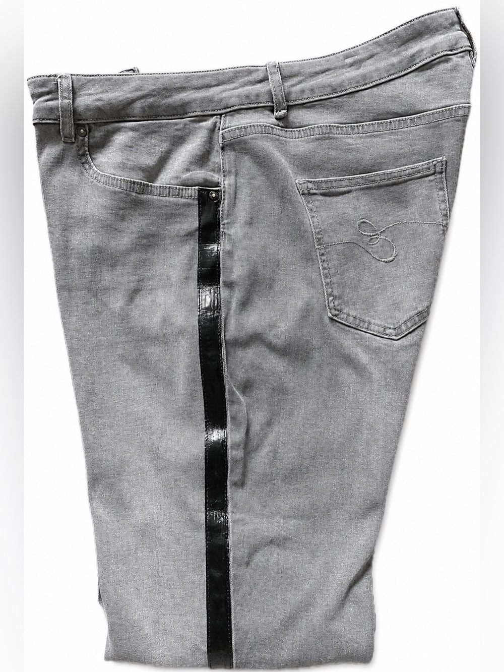 Escada Womens Grey Jeans with Black Patent Side Stripe 44 - Picture 7 of 11